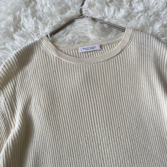 Bouth Ivory Rib Knit F Simple Sweater - Picture 3 of 5